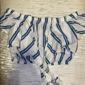 Blue and white striped crop top